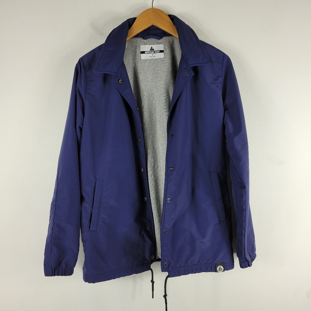 American Giant Coach's Stadium Jacket Nylon Drawsting Button Up Light Jacket